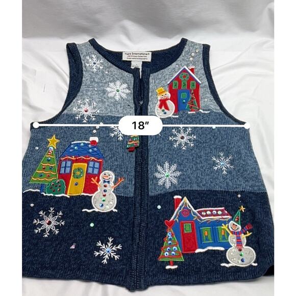 Vintage Tiara International Christmas Collection Sweater Vest Size Large Snowman - Picture 6 of 7